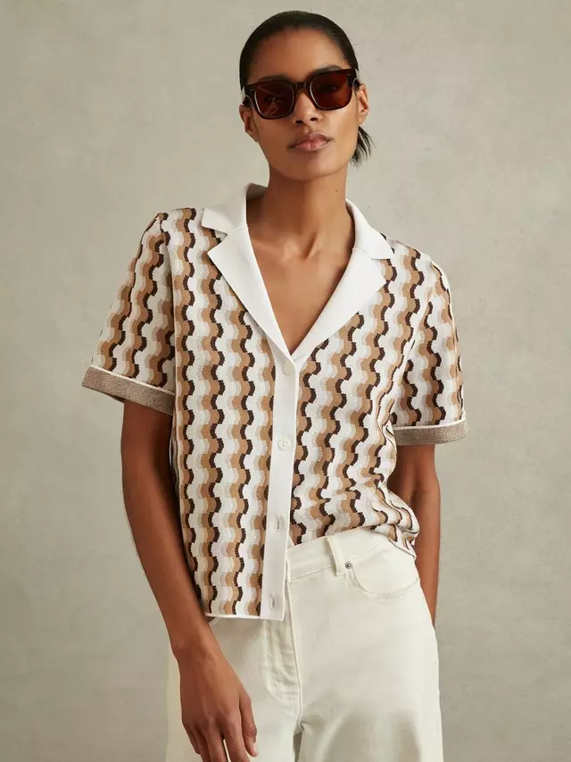 

Рубашка Reiss Reiss Nessa Pattern Knit, цвет rust/multi