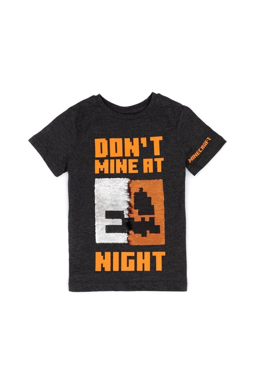 

Футболка с пайетками Don't Mine At Night Minecraft, черный