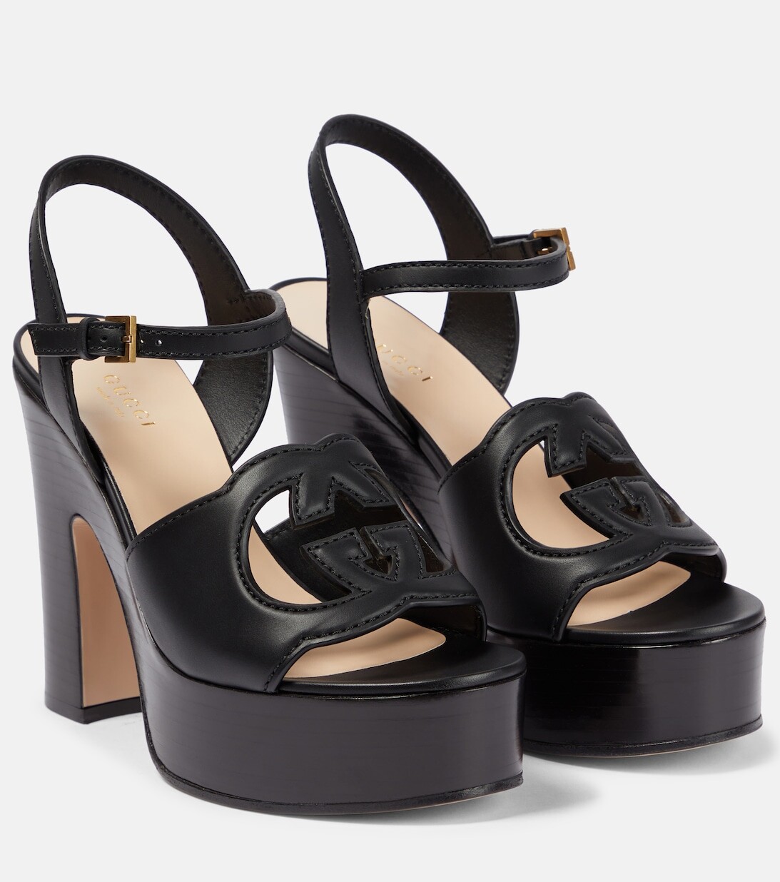 

Кожаные сандалии Interlocking G на платформе Gucci, черный