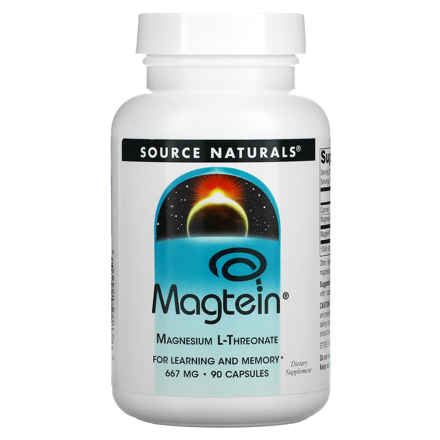 

Magtein, L-треонат магния, 667 мг, 90 капсул, Source Naturals