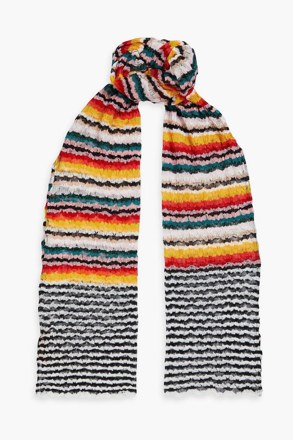 

Шарф в металлизированную полоску связанный крючком. MISSONI, белый