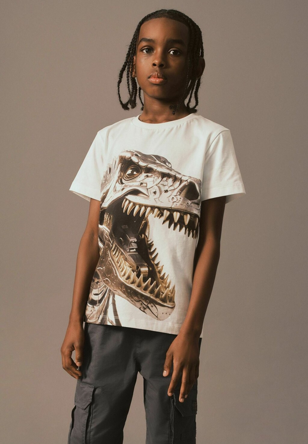 

Футболка с принтом SHORT SLEEVE STANDARD Next, цвет white dino robot