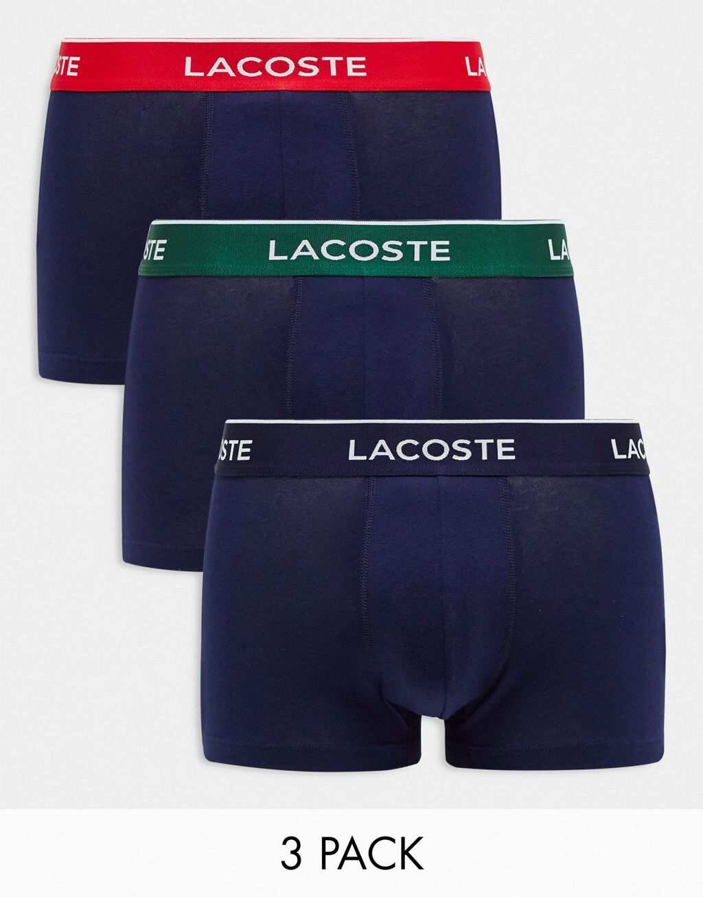 

Набор из трех плавок Lacoste Essentials темно-синего цвета с контрастным поясом