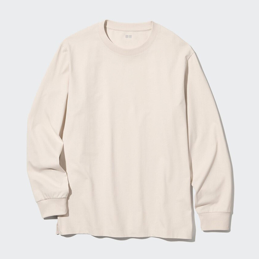 

Футболка Uniqlo AIRism унисекс из смесового хлопка с круглым вырезом быстросохнущая, бежевый