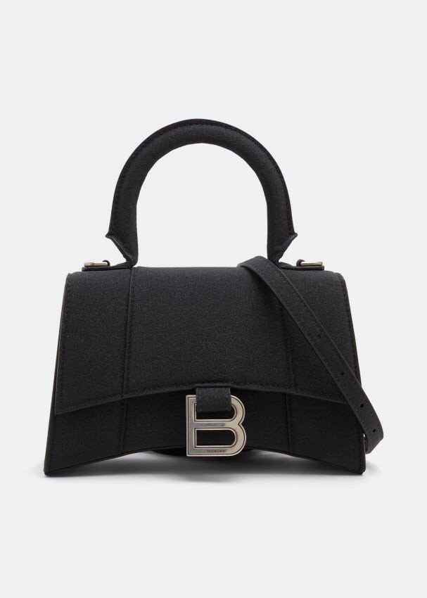 

Сумка BALENCIAGA Hourglass XS glitter top-handle bag, черный
