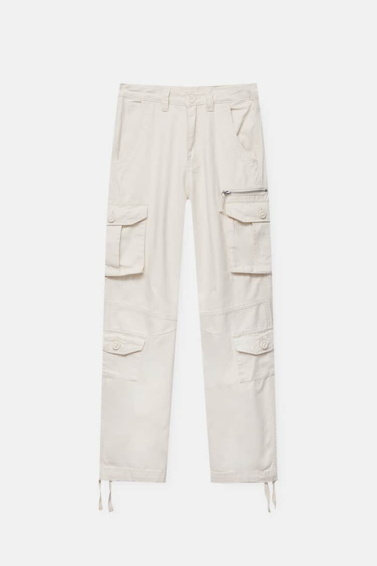 

Брюки Pull&Bear Straight Fit Cargo, кремовый, Бежевый