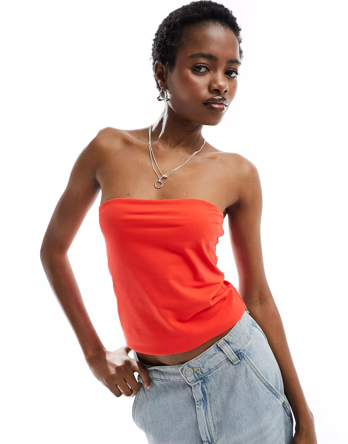 

Топ Monki Strapless Bandeau, красный