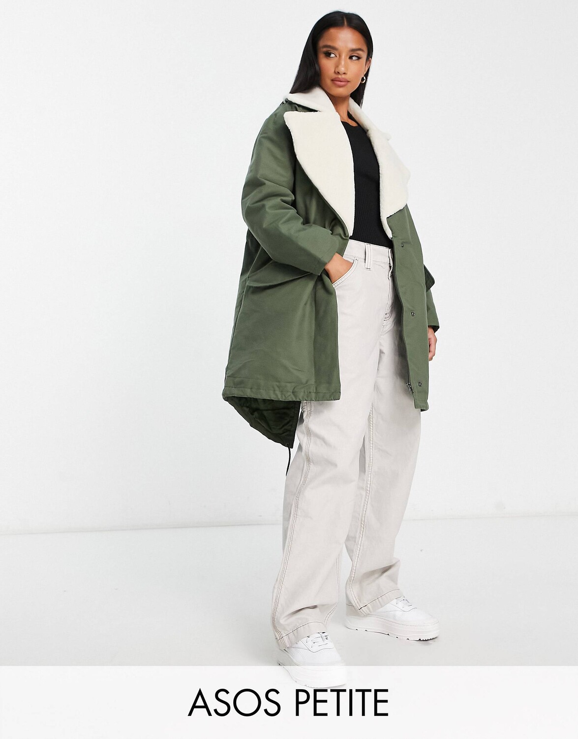 

Оливковая парка с водопадом ASOS DESIGN Petite, Зеленый
