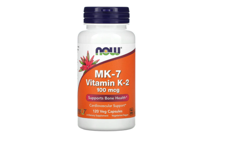 MK-7 витамин K2 NOW Foods 100 мкг, 120 вегетарианских капсул витамин k2 120 мкг 60 вегетарианских капсул natural factors
