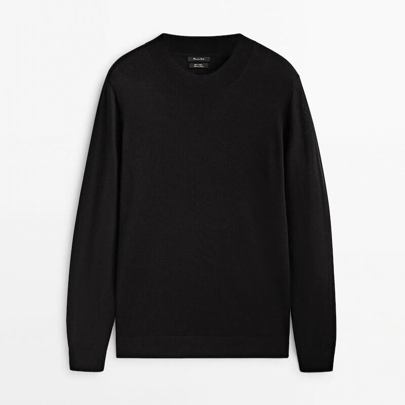 

Свитер Massimo Dutti Merino Wool Mock Turtleneck, черный