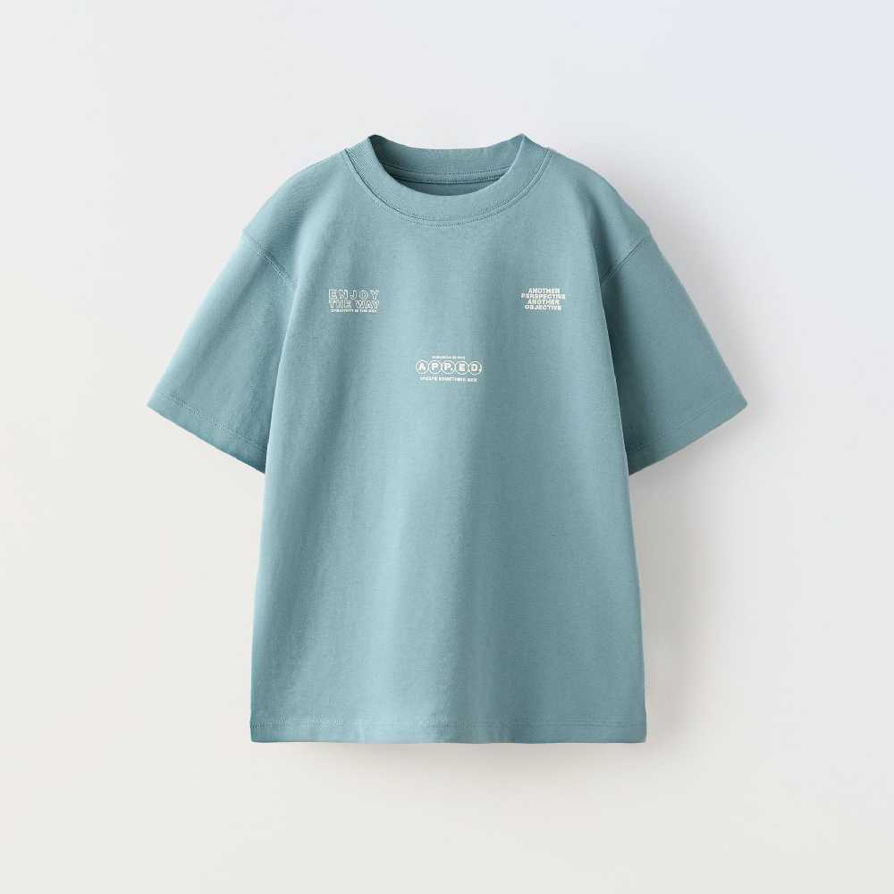 Футболка Zara Slogan Print, светло-голубой толстовка худи zara slogan print зеленый