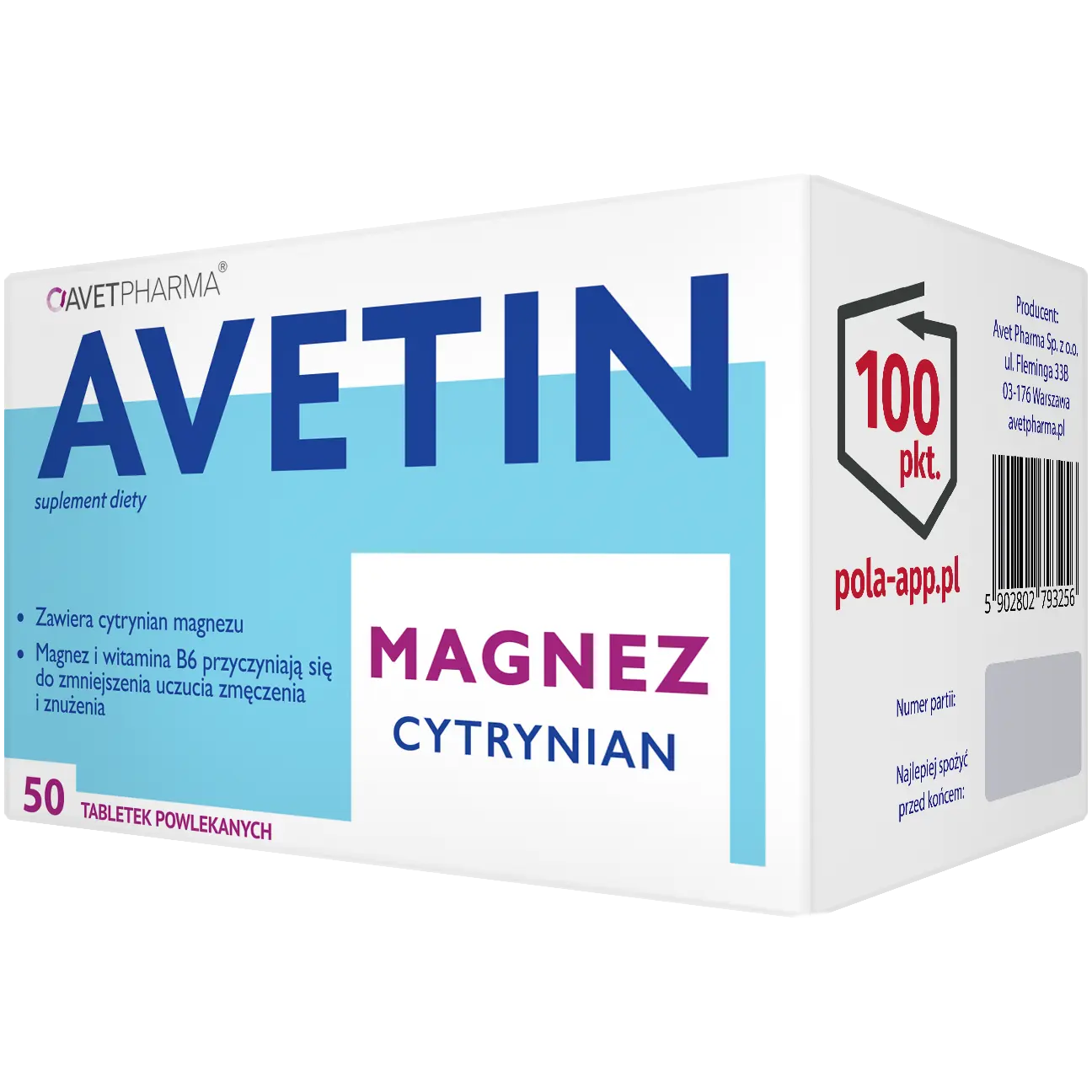 

Avet Magnez Cytrynian биологически активная добавка, 50 таблеток/1 упаковка