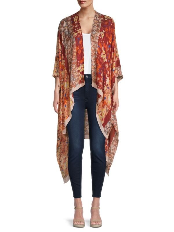 

Принт ready-to-bloom high-low с открытым передом Saachi Pink