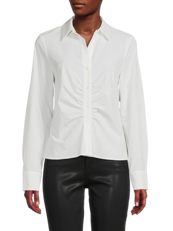 цена Однотонная рубашка со сборками Calvin Klein Soft white