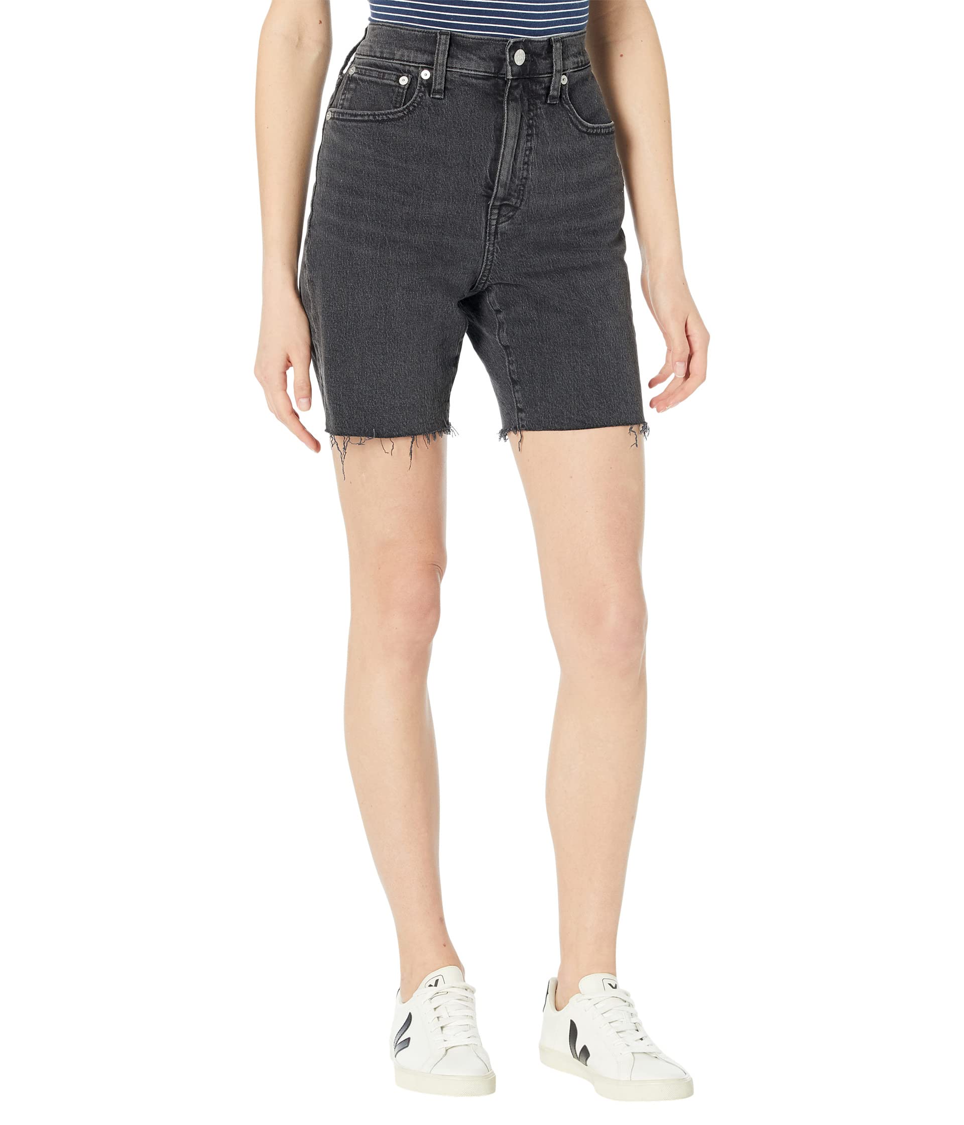 Шорты Madewell, High-Rise Mid-Length Denim Shorts in Claybrook Wash шорты madewell high rise long denim shorts in brightwood wash
