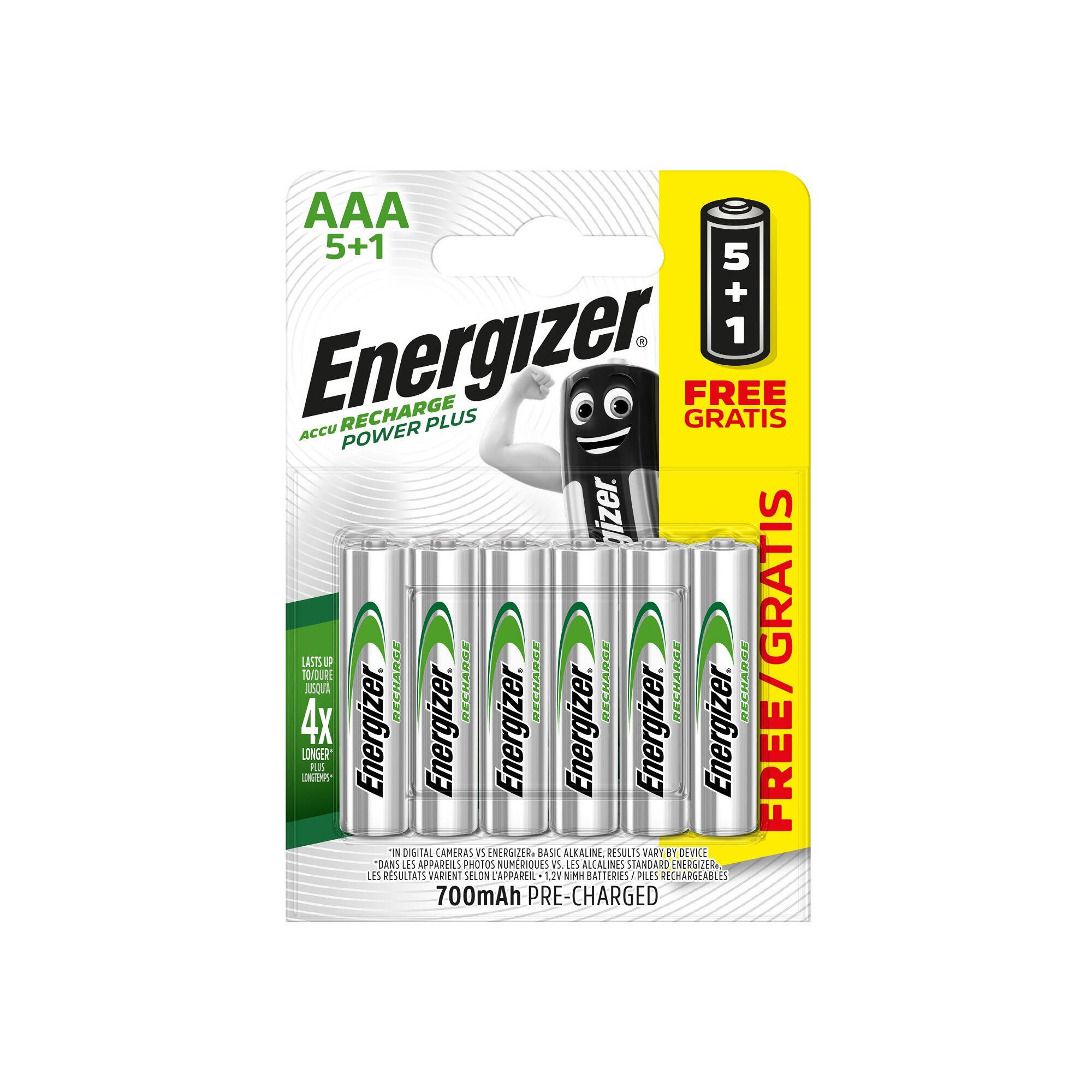 Батарейки Energizer NiMH 5+1 AAA/HR3 700 мАч, серебряный аккумулятор robiton 700мнаа 2 3аа nimh 1 2 в 700 мач sr2