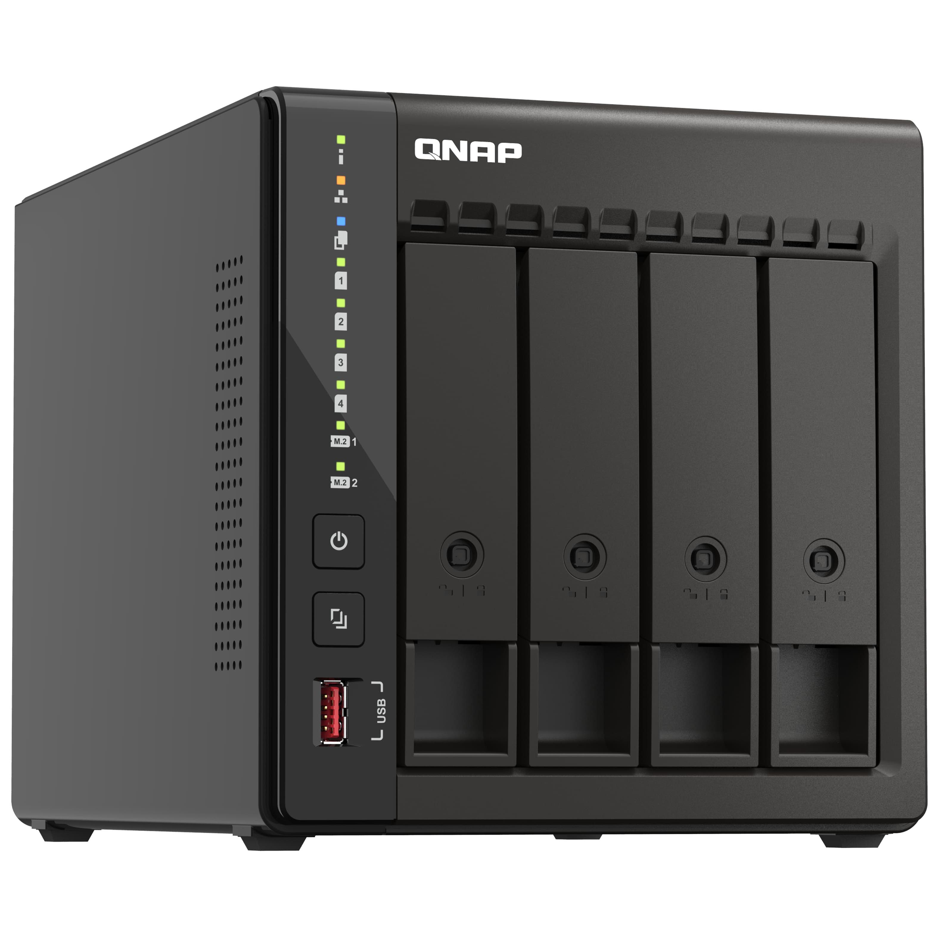 Сетевое хранилище QNAP TS-453E, 4 отсека, 8Гб DDR4, без дисков, черный сетевой raid накопитель qnap ts 453e 8g