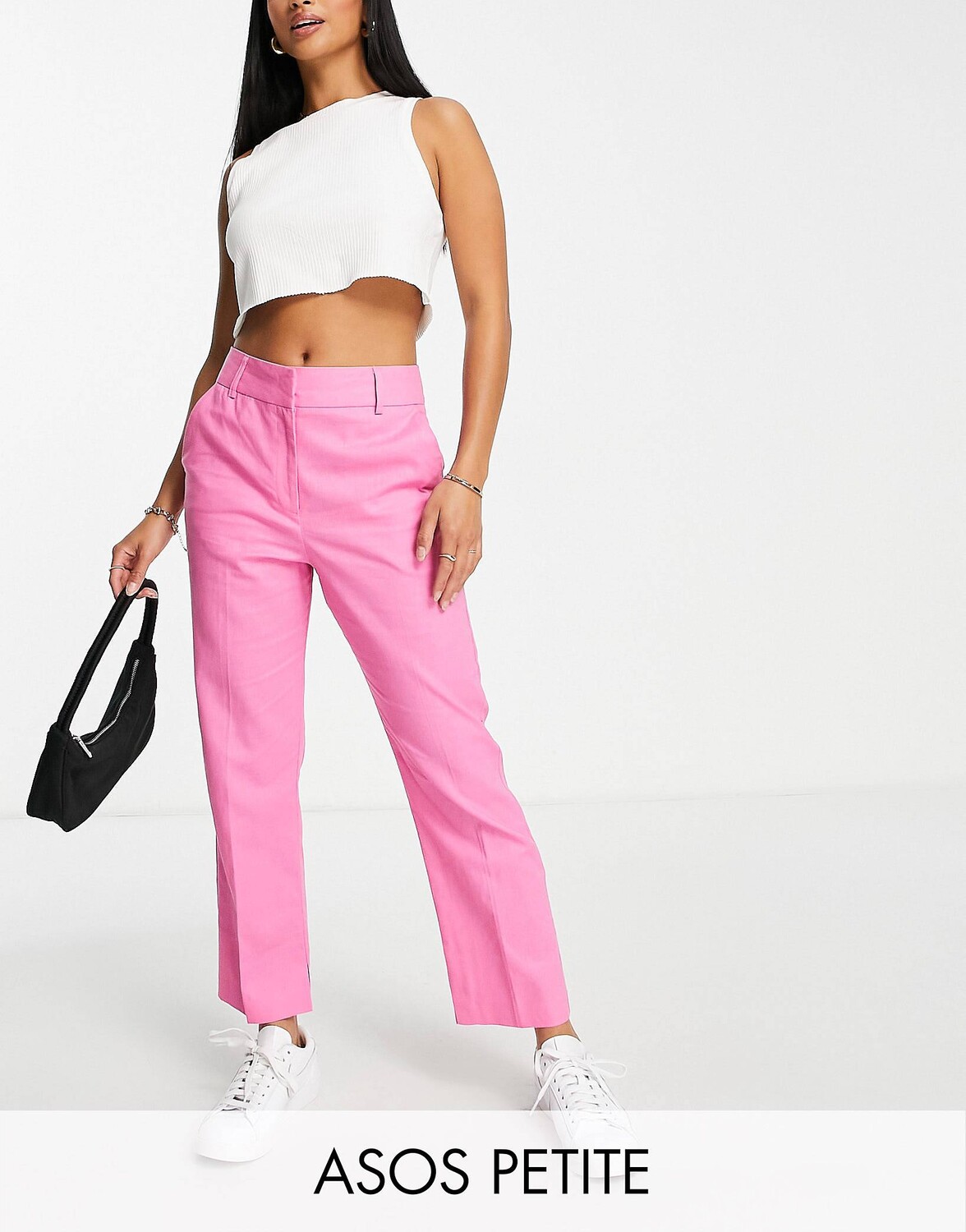 

Розовые узкие льняные брюки-сигареты ASOS DESIGN Petite