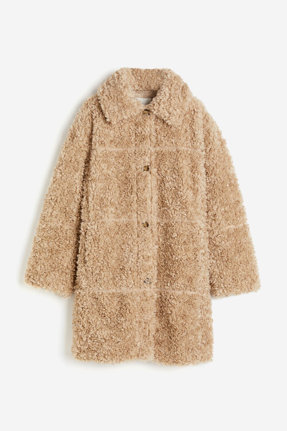 Пальто H&M Teddy Fleece, бежевый пальто h