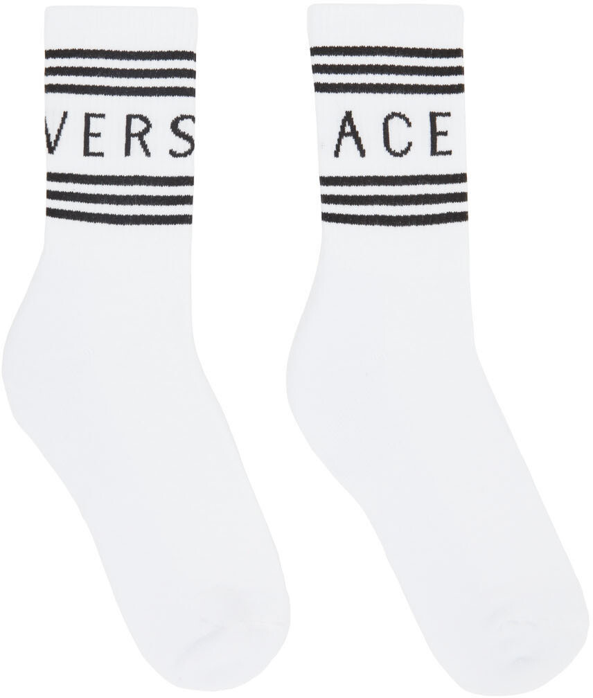 

Белые носки с винтажным логотипом Versace