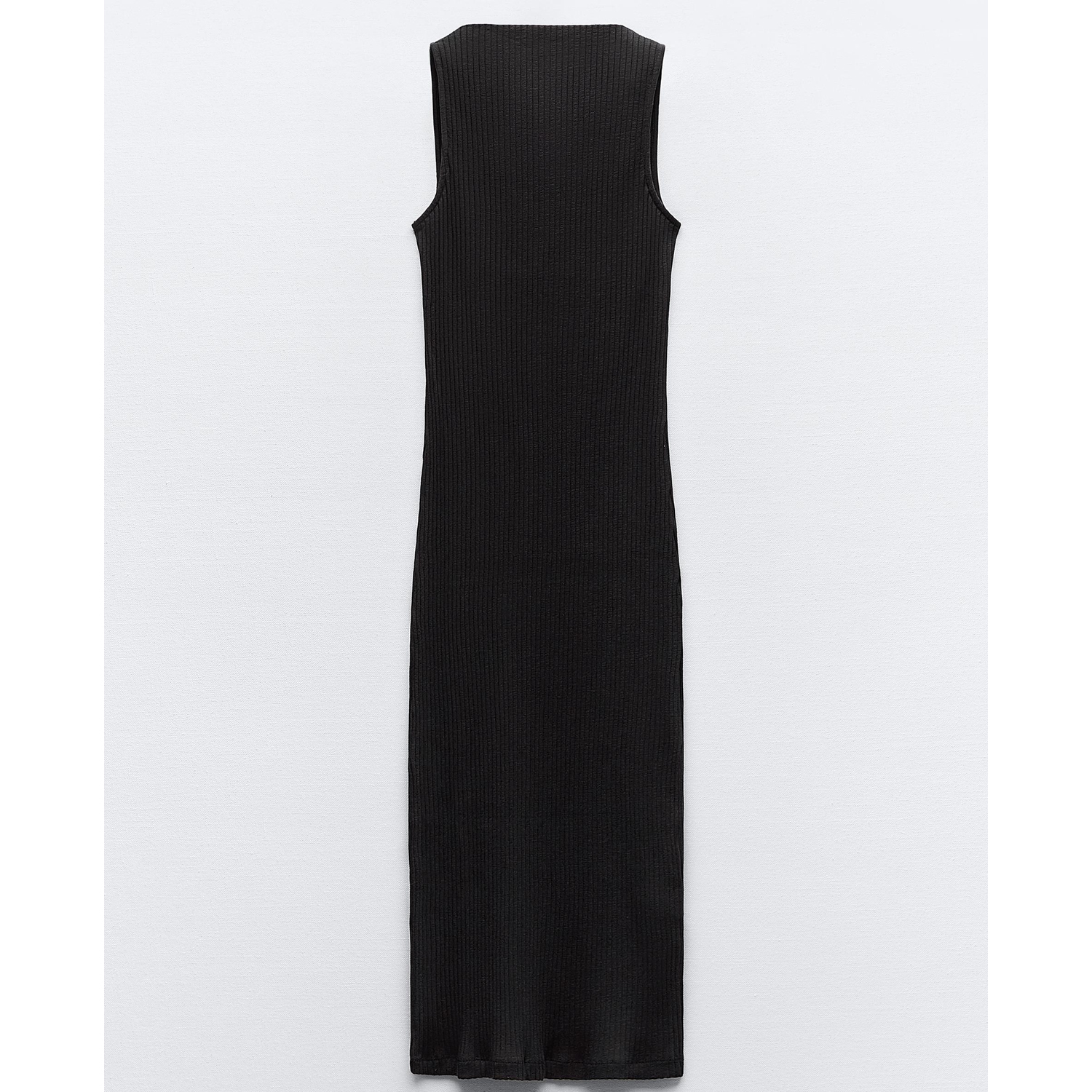 Платье Zara Ribbed Midi, черный