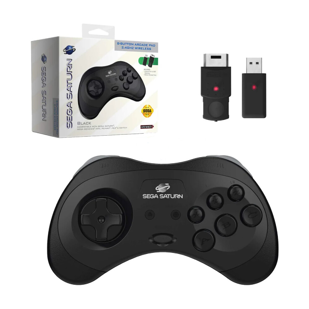 

Беспроводной контроллер Retro-Bit Sega Saturn для Sega Saturn, Sega Genesis Mini, Nintendo Switch, PS3, PC, Mac, черный
