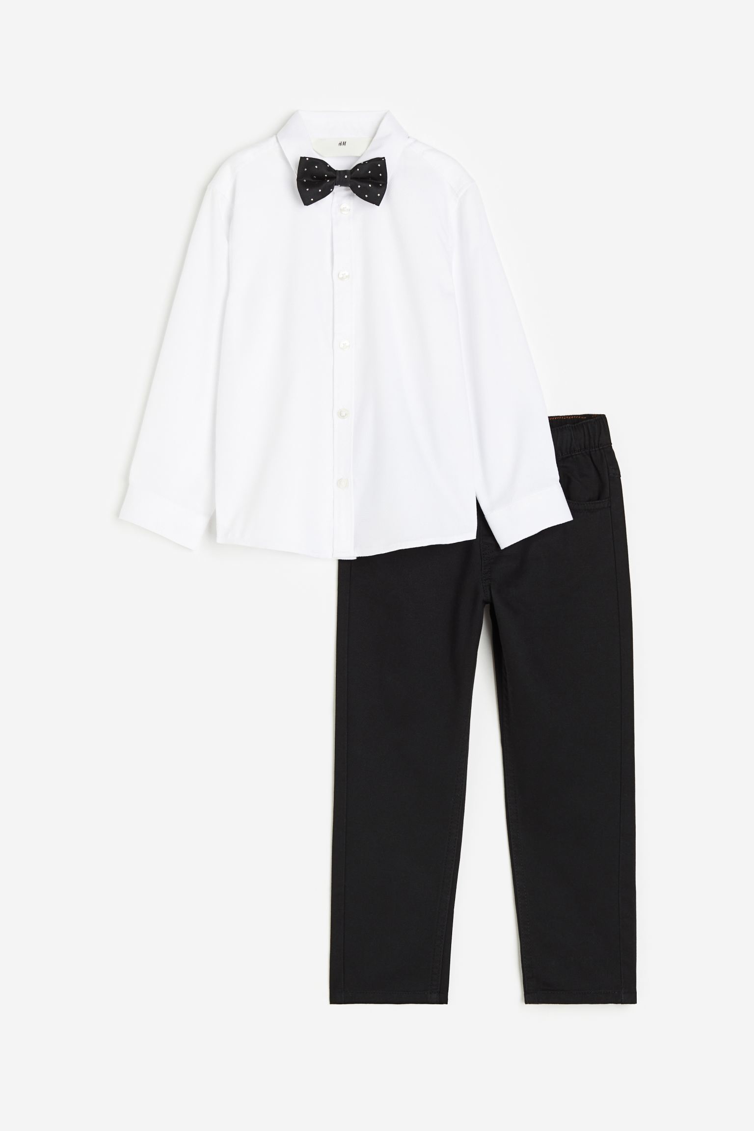 Комплект рубашка, брюки, бабочка H&M, 3 предмета, белый/черный