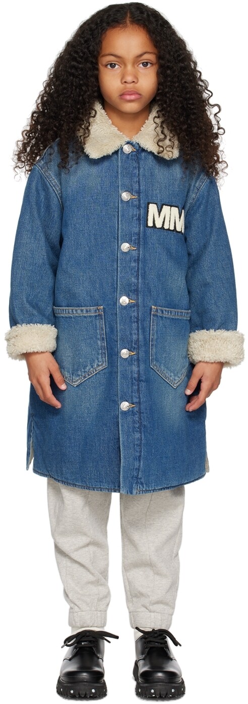 

Детская синяя стеганая джинсовая куртка MM6 Maison Margiela, Синий