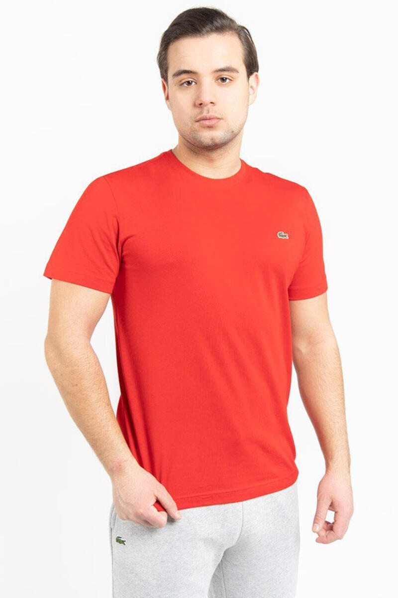 Мужская хлопковая футболка с круглым вырезом Lacoste Lacoste, красный мужская хлопковая футболка l красный