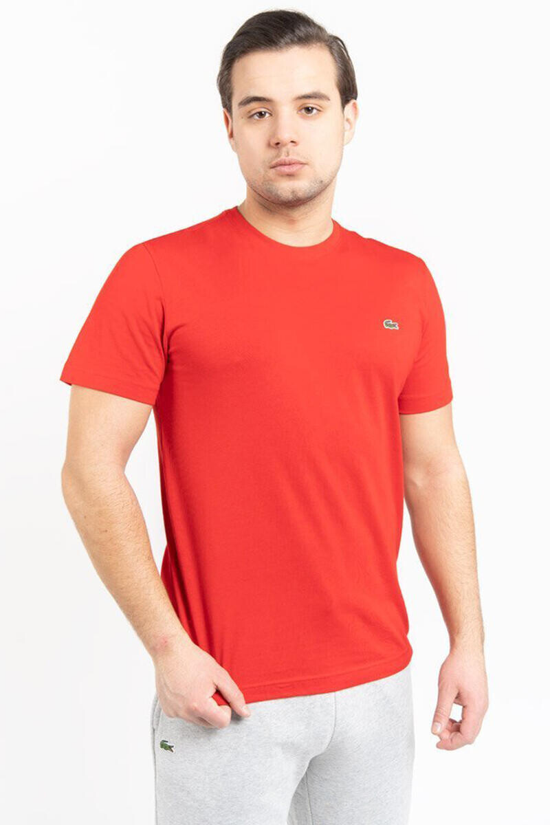 

Мужская хлопковая футболка с круглым вырезом Lacoste Lacoste, красный