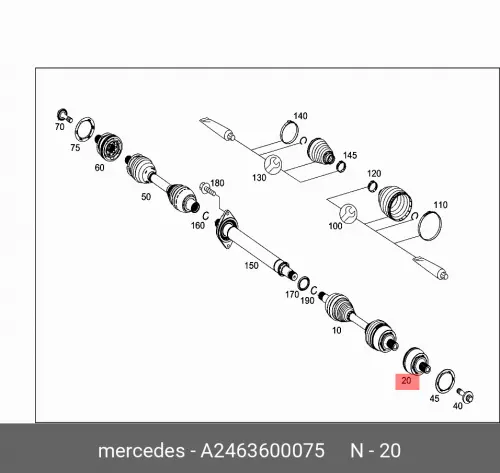 

Шарнир полуоси передней / festgel A2463600075 MERCEDES-BENZ