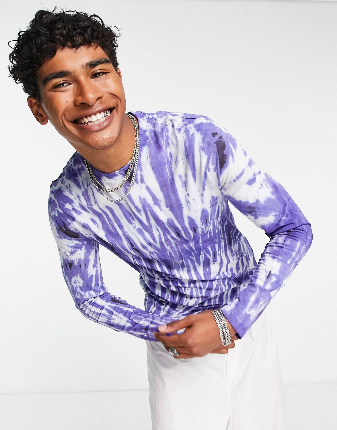 

Фиолетовая футболка с длинными рукавами в стиле тай-дай ASOS DESIGN, Фиолетовый