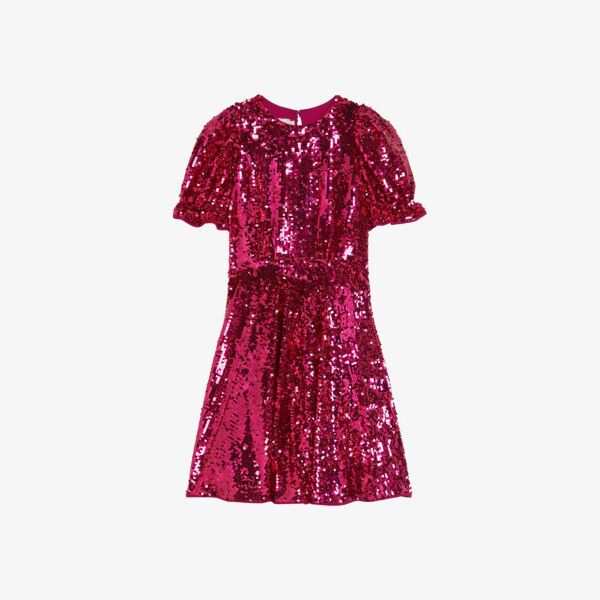 

Тканое платье мини Zayyla с объемными рукавами и пайетками Ted Baker, розовый