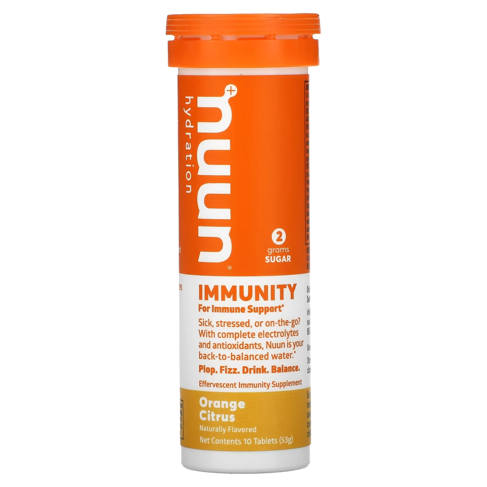 Nuun Hydration Immunity Шипучая добавка для иммунитета апельсин и цитрус, 10 таблеток nuun hydration витамины и кофеин шипучая витаминная добавка ежевика и цитрус 12 таблеток