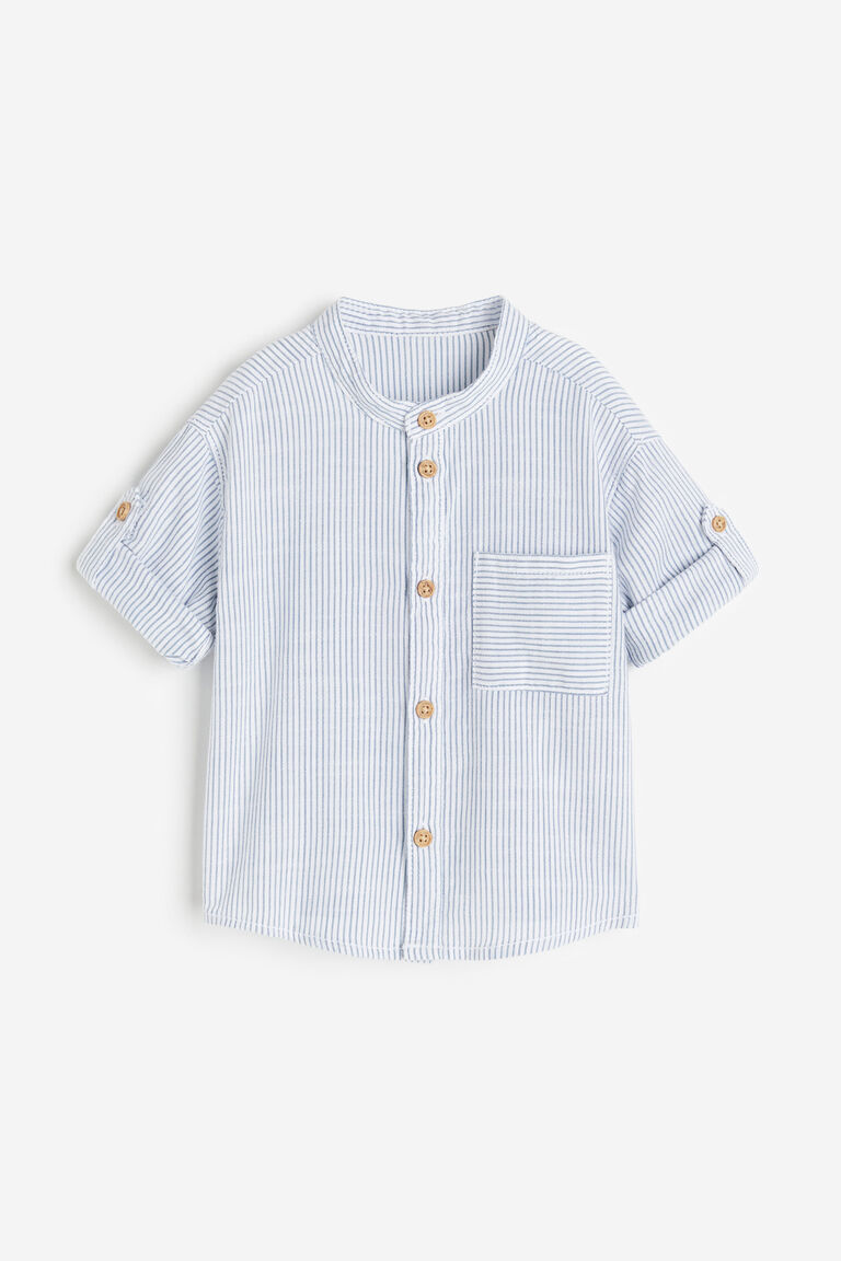 Рубашка «дедушка» из хлопка H&M, синий цена и фото