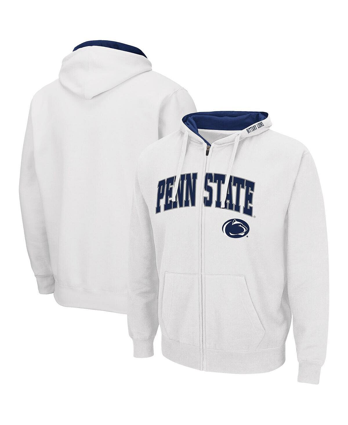 Мужская белая худи penn state nittany lions arch and logo 3.0 с молнией во всю длину Colosseum, белый мужская черная толстовка с молнией во всю длину kentucky wildcats arch and team logo 3 0 colosseum