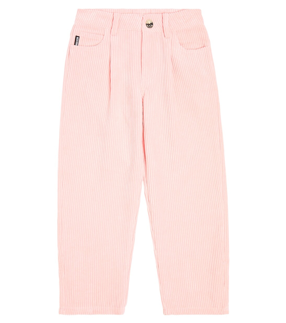 

Вельветовые прямые брюки с вышивкой Moschino Kids, розовый