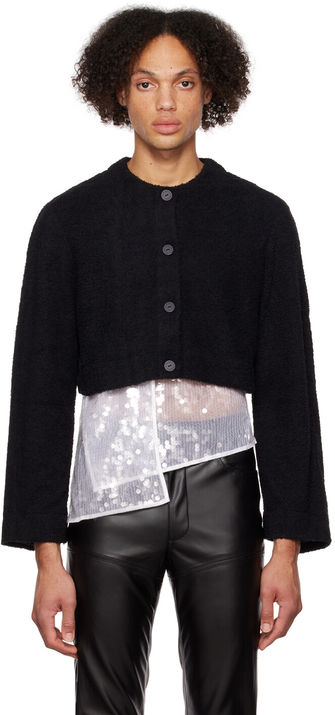 

Черный кардиган с ворсом Eckhaus Latta