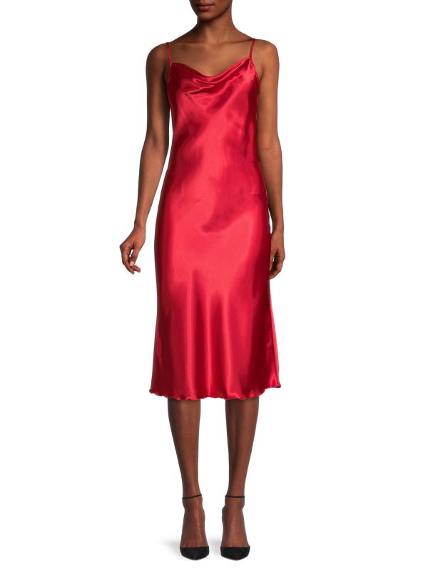 Однотонное атласное платье-комбинация по косой Bebe Red