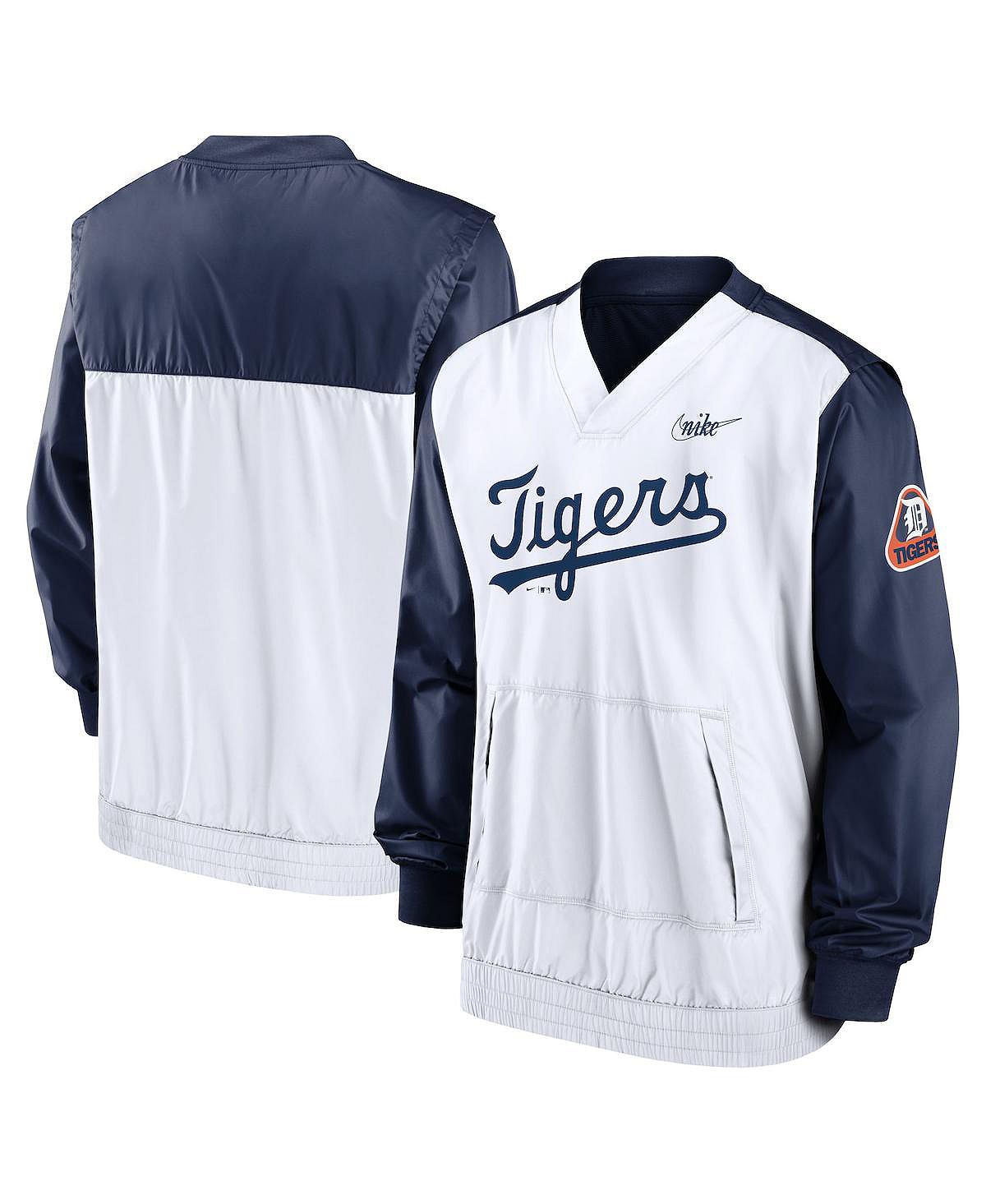 цена Мужской темно-сине-белый пуловер detroit tigers cooperstown collection с v-образным вырезом Nike, мульти