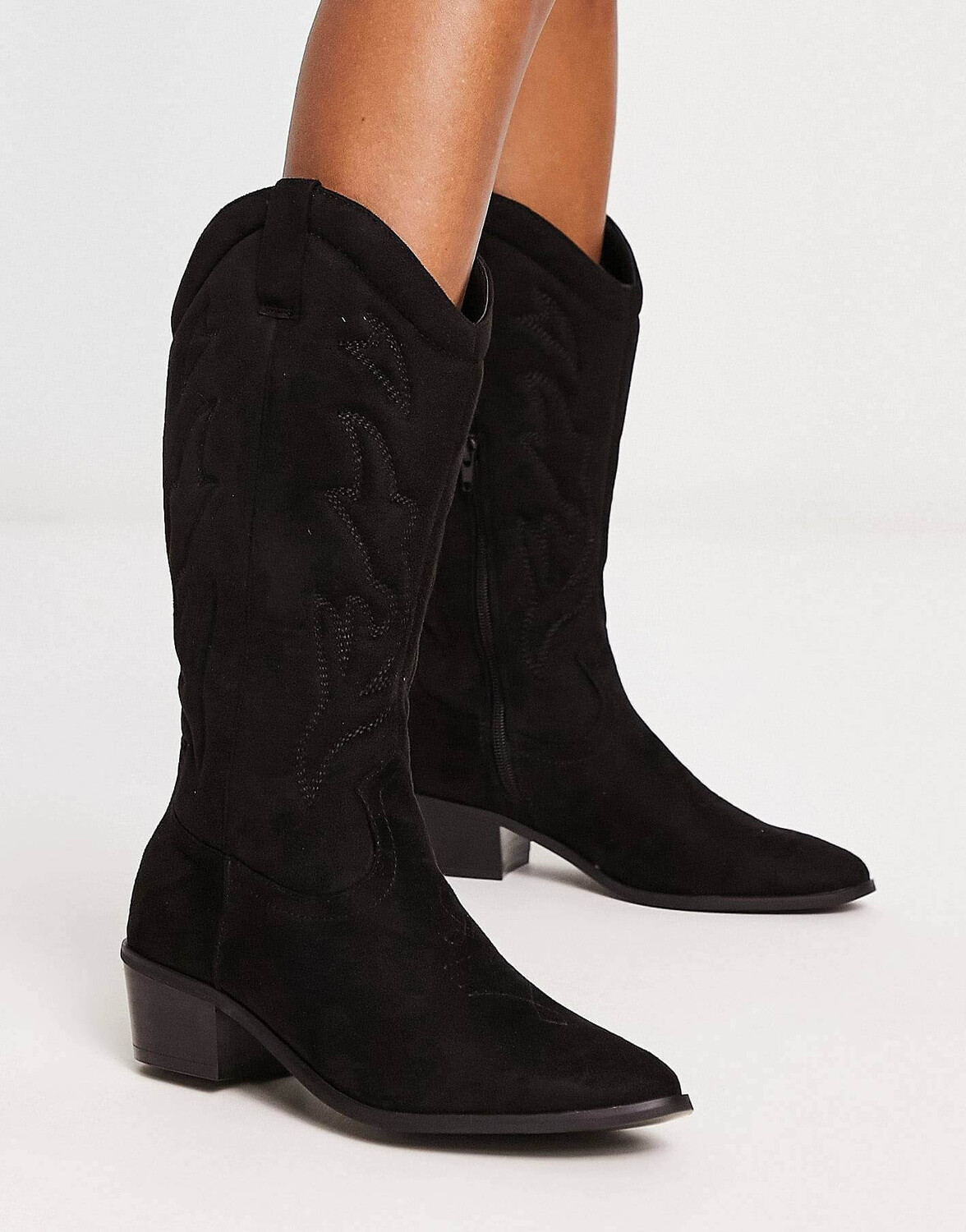 

Cапоги New Look Knee High Western Suedette, черный