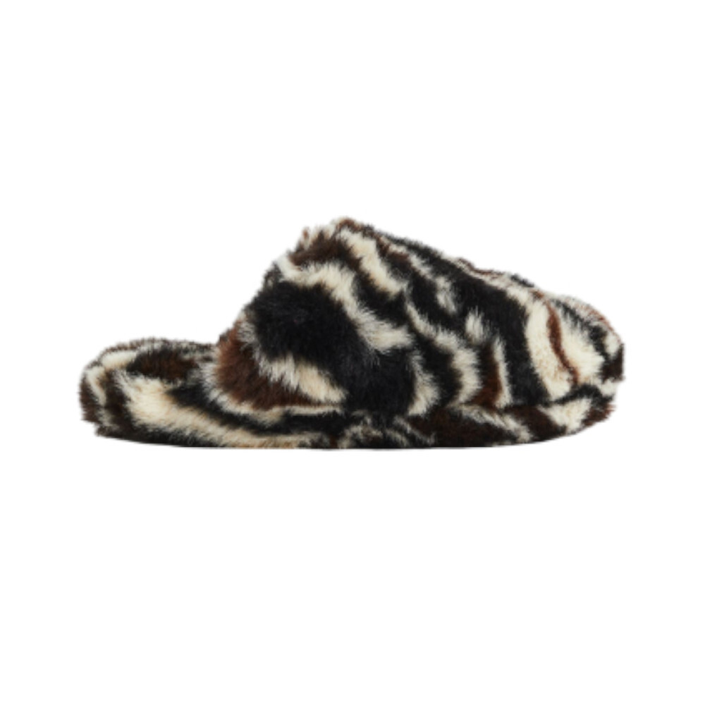 

Мягкие тапочки H&M Fluffy Slippers Print Zebra, черный/белый/коричневый