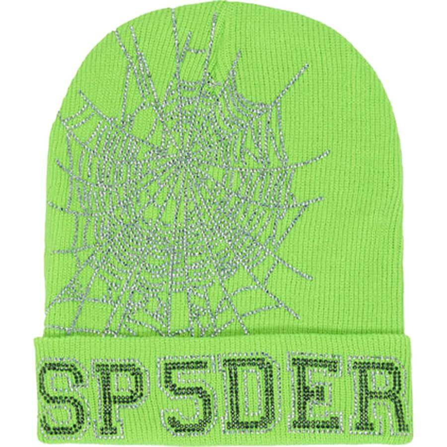 Шапка Sp5der Web Beanie, зеленый вязаная шапка бини теплая шапка бини с манжетами и черепом ярких цветов для взрослых подростковая вязаная манжета короткая рыбацкая шапк