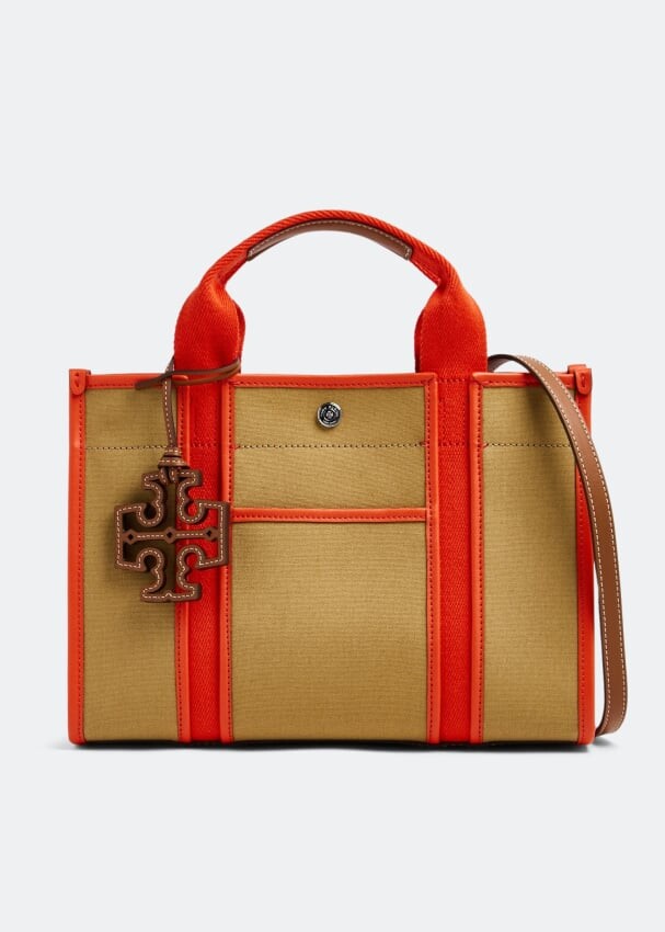 

Сумка-тоут TORY BURCH Small Twill Tory tote bag, коричневый