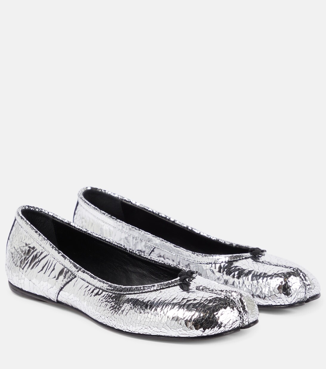 

Металлизированные кожаные балетки Tabi Maison Margiela, серебряный