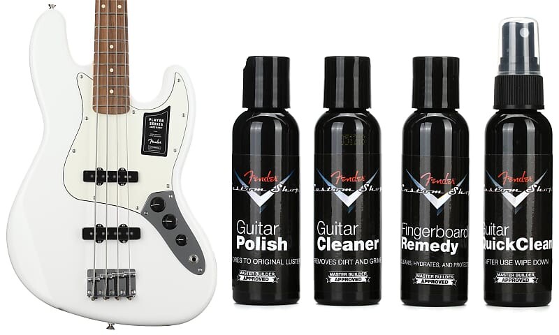 

Fender Player Jazz Bass — полярно-белый с накладкой Pau Ferro в комплекте с Fender Custom Shop Deluxe Guitar Care System — 4 шт. в упаковке 0149903515=1 0990539000=1