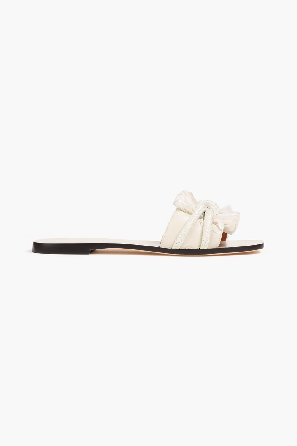 

Шлепанцы из кожи и шнура с бахромой Tory Burch, цвет Off-white