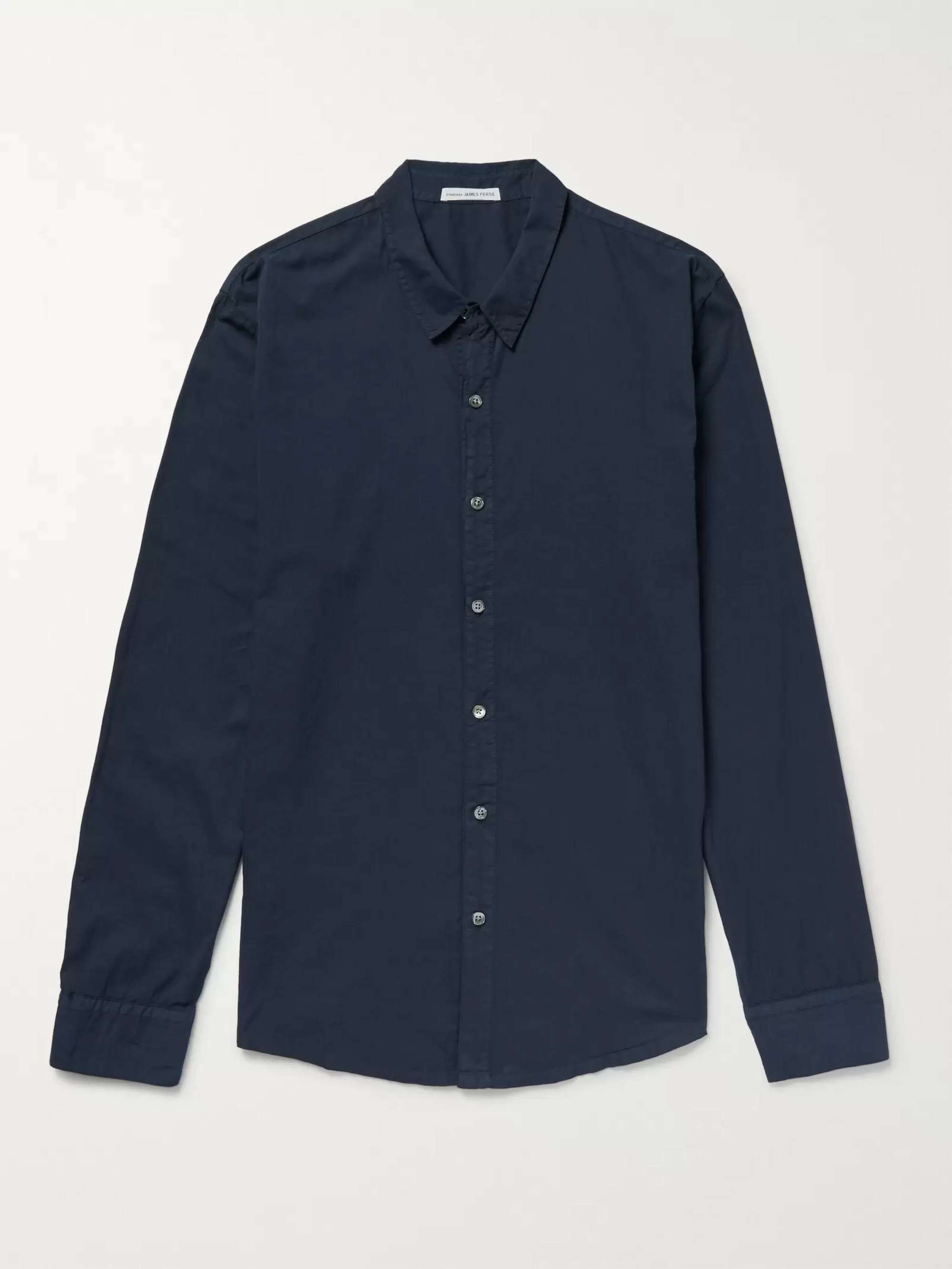 Рубашка из хлопка и поплина JAMES PERSE, синий цена и фото
