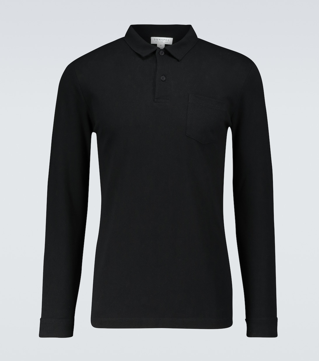 Рубашка-поло riviera с длинными рукавами Sunspel, черный цена и фото