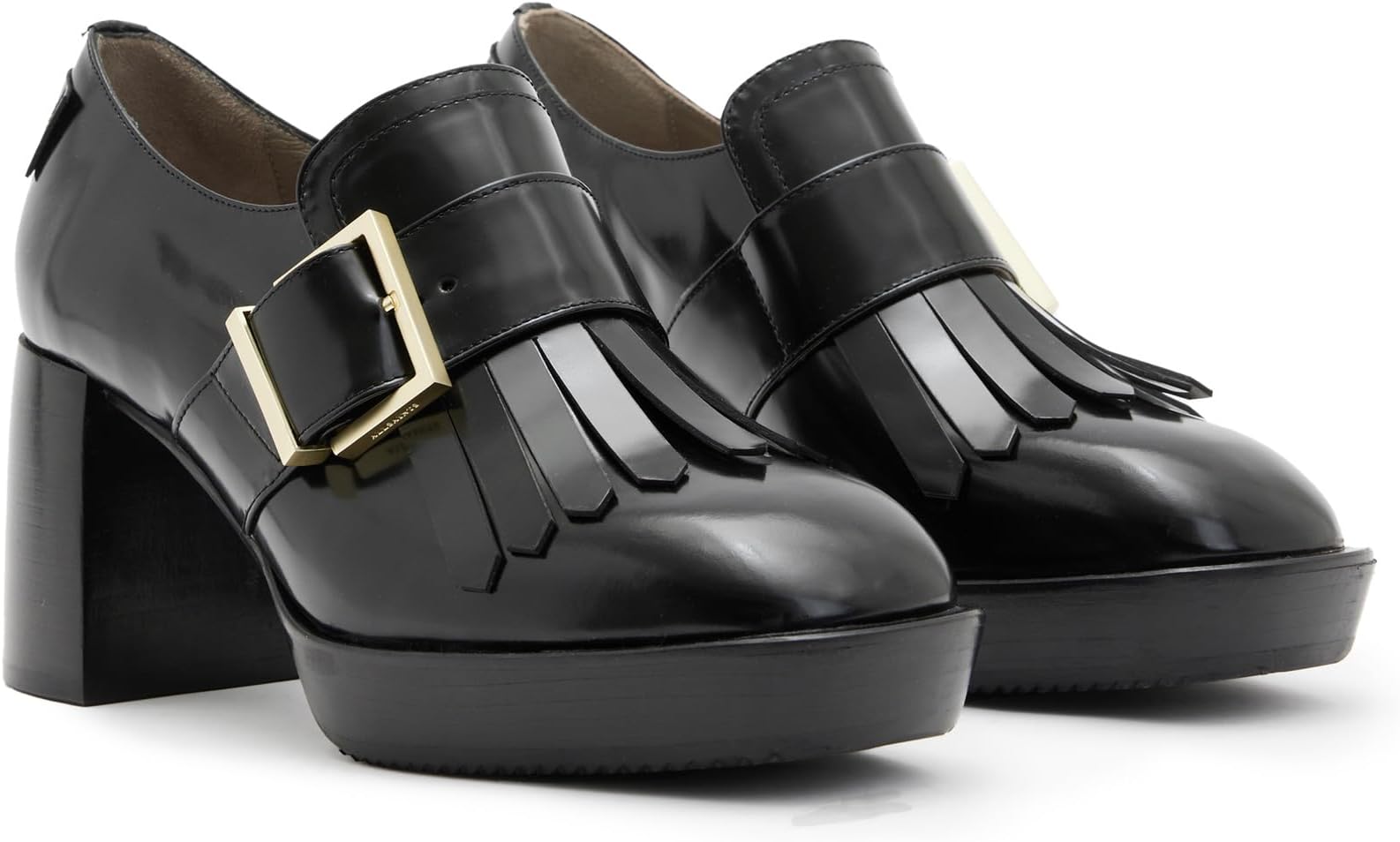 Лоферы Zia Heeled Loafer AllSaints, цвет Black Shine